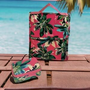 Vera Bradley Set Tropical Paradise Insulated Lunch Bag & Hard Travel Case Pink